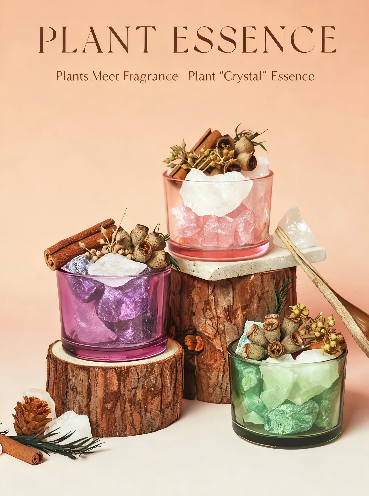 Dried Flower Infused Essential Oil Crystal - Aromatherapy Decor for Home Office