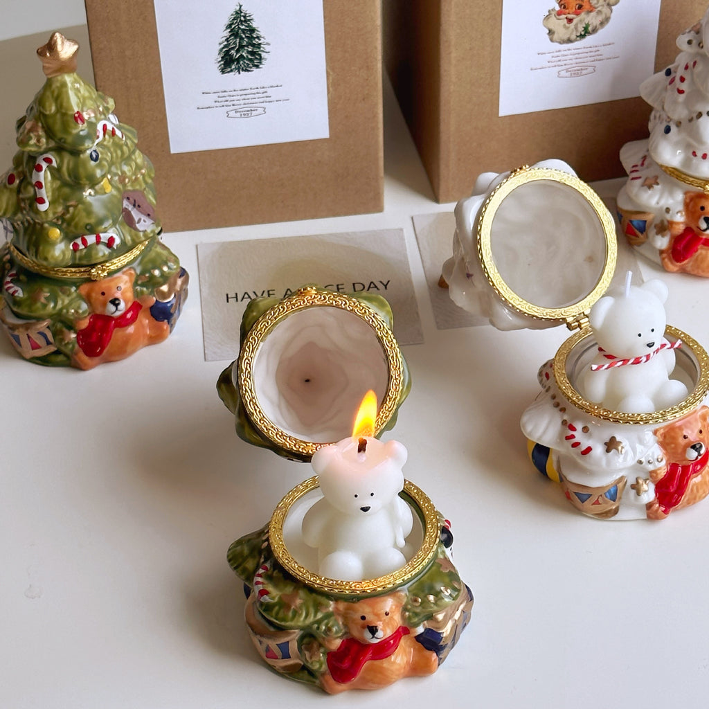 Christmas Tree & Bear Ceramic Aromatherapy Candle Set