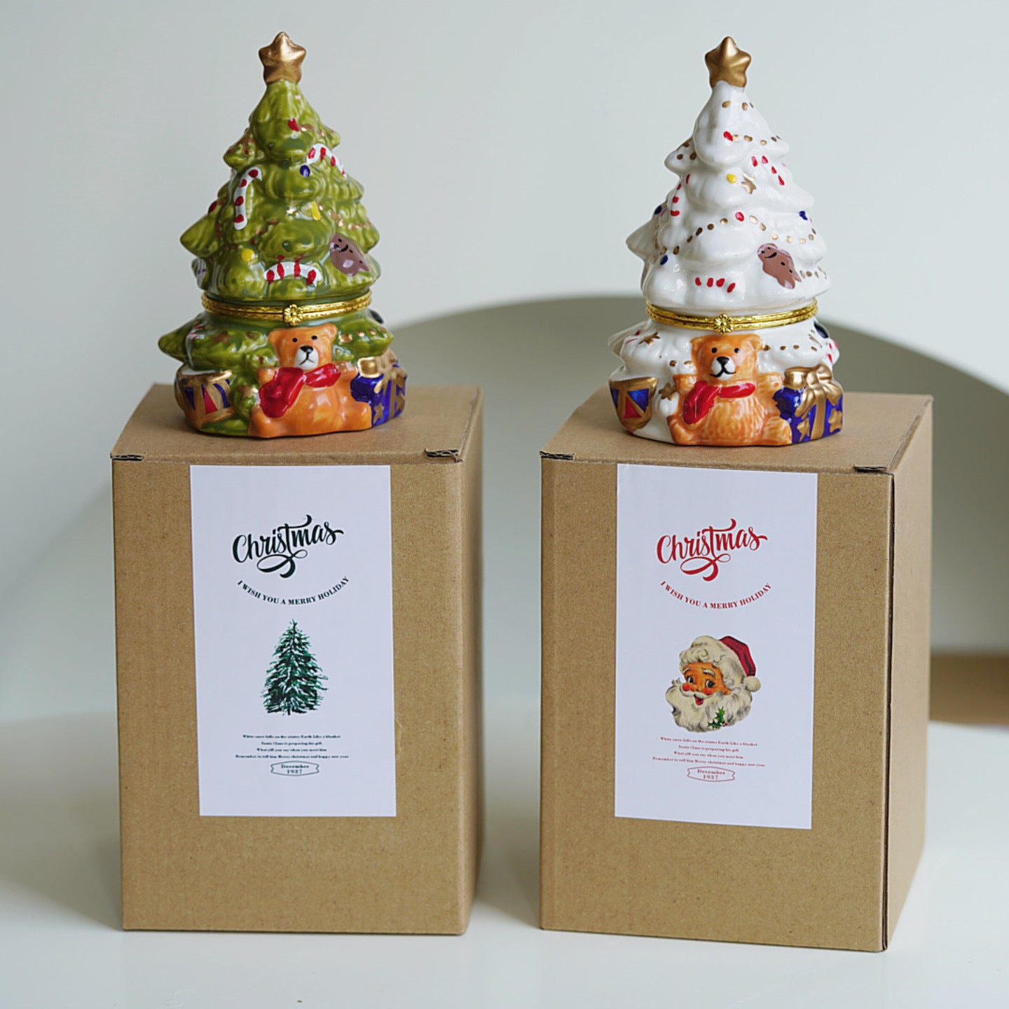 Christmas Tree & Bear Ceramic Aromatherapy Candle Set